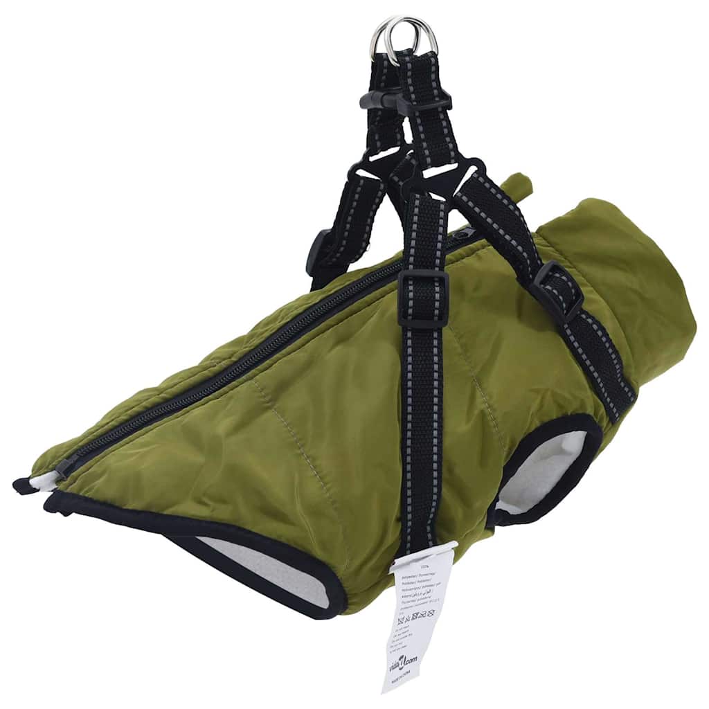Dog Coat with Harness Waterproof Reflective Army Green M - Charlotte Dunes