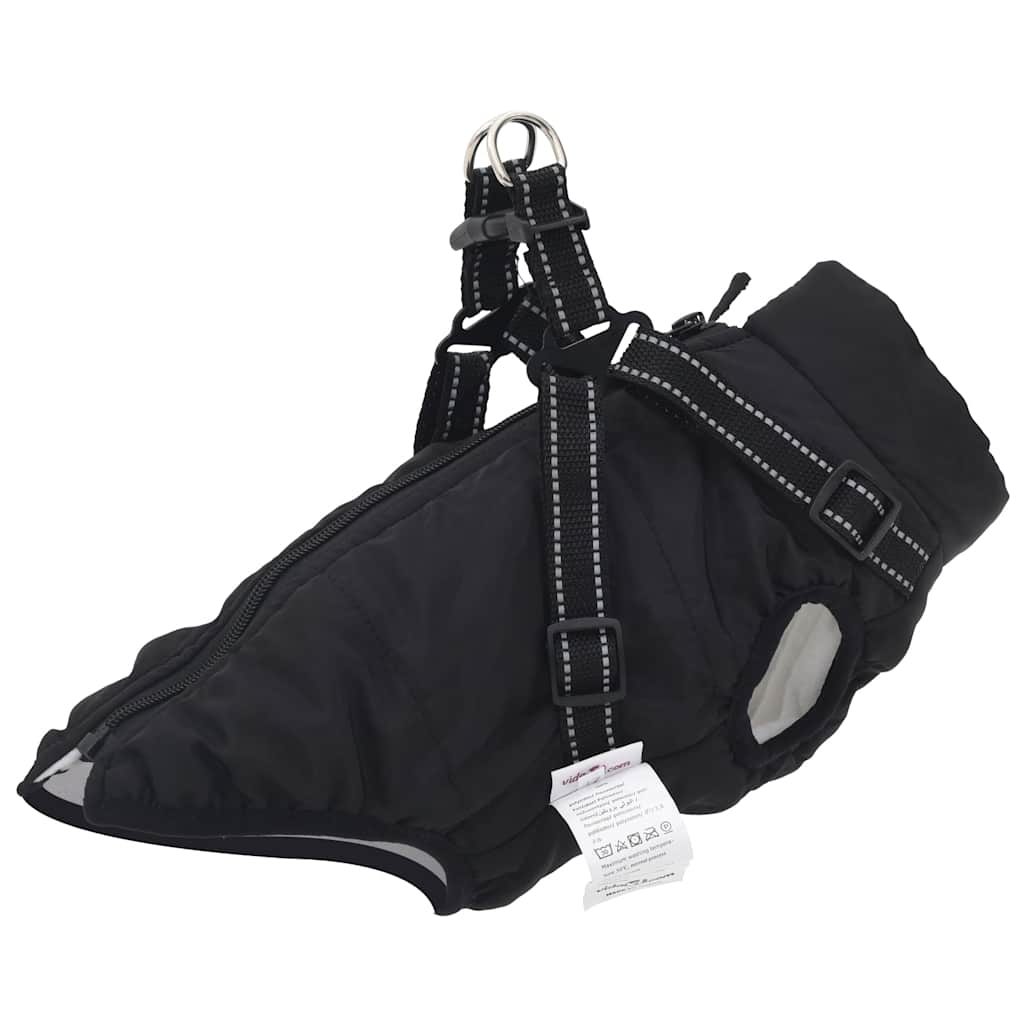 Dog Coat with Harness Waterproof Reflective Black S - Millennium Furniture