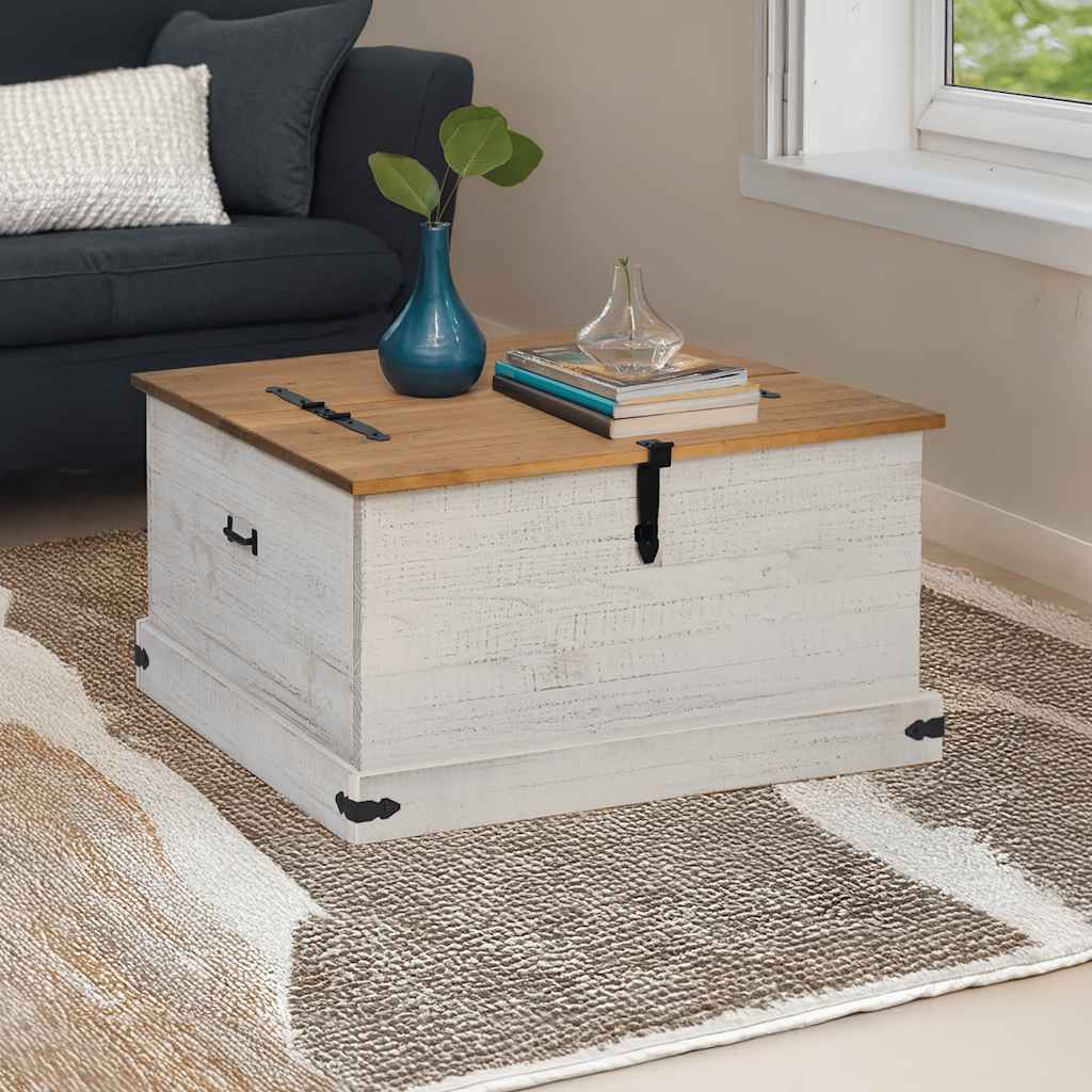 Storage Chest HALDEN White 91x91x47 cm Solid Wood Pine - Discount Dealers