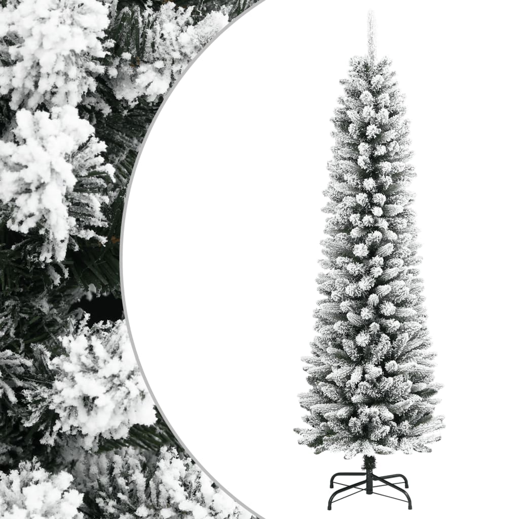 HIVLEN Artificial Slim Christmas Tree with Flocked Snow 120 cm PVC&PE - Tyrell & Tyrell