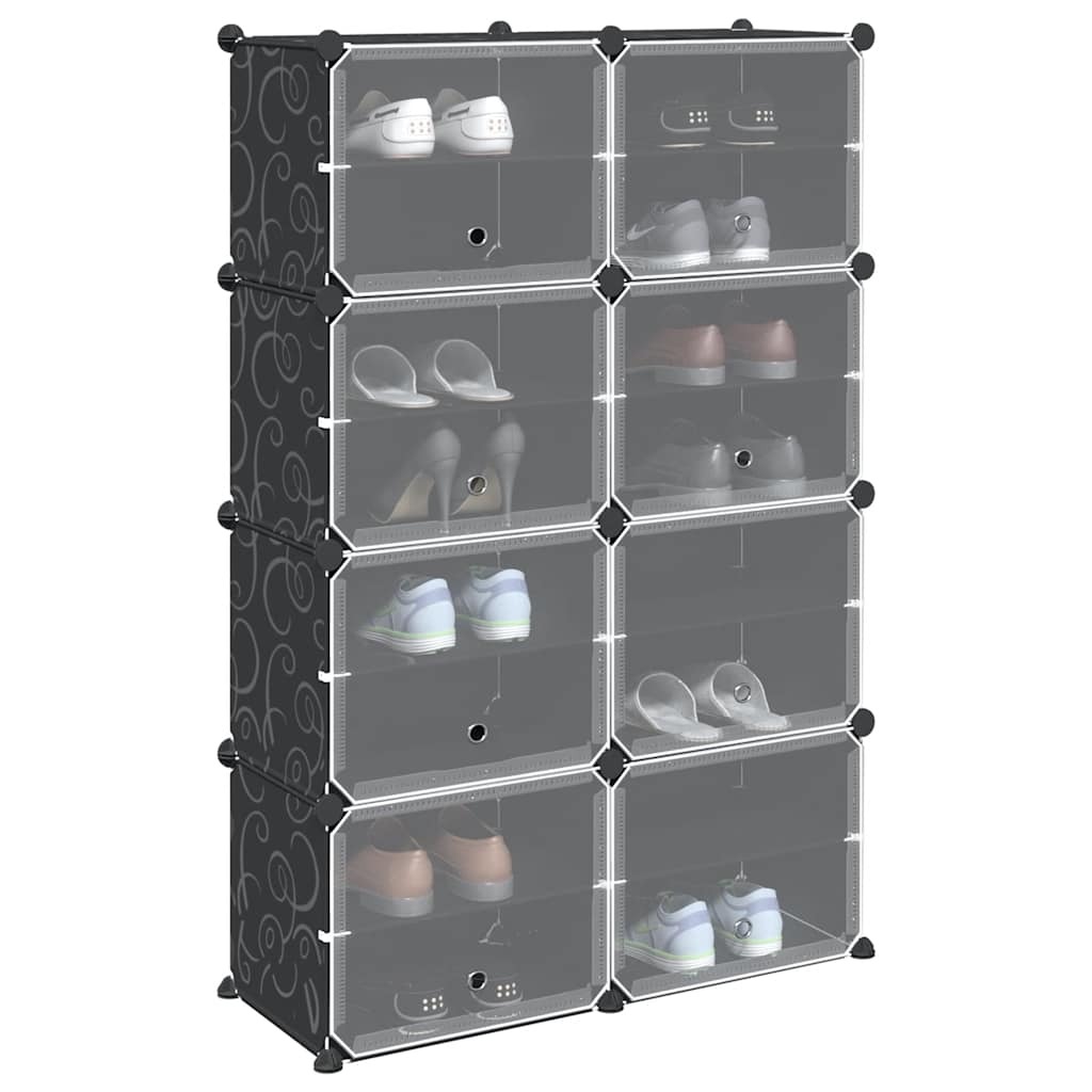 SIMU Large Storage Cube Organiser with 8 Cubes and Doors Black PP - Merlin Deals