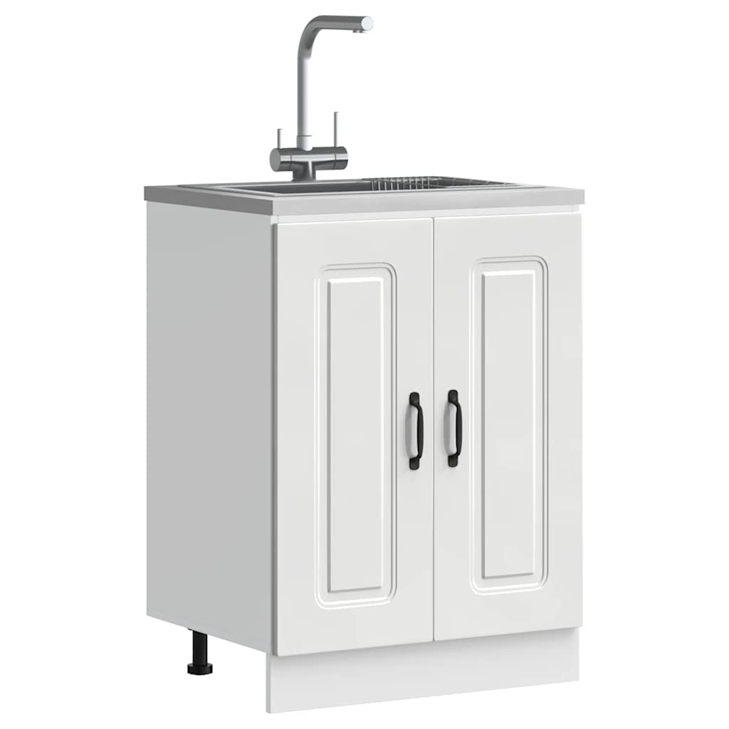 Sink Base Cabinet Kalmar White 60x46x81.5 cm Engineered Wood - Design Hut