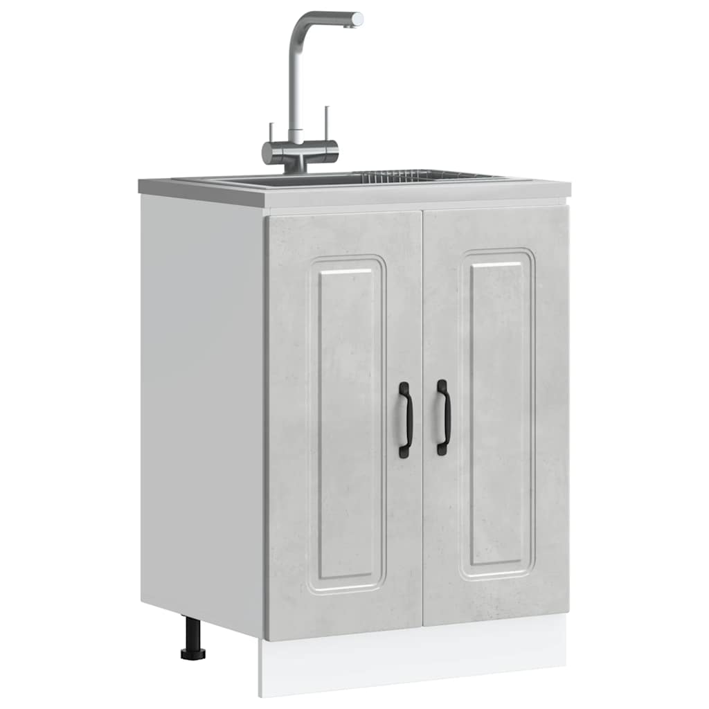 Sink Base Cabinet Kalmar Concrete Grey 60x46x81.5 cm Engineered Wood - Casper Homes