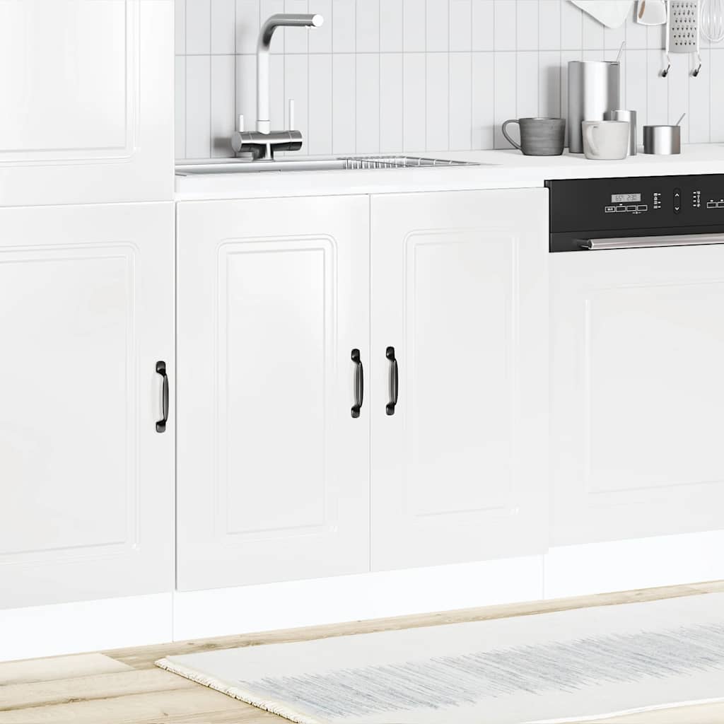 Sink Base Cabinet Kalmar High Gloss White 80x46x81.5 cm Engineered Wood - Merkel Designers