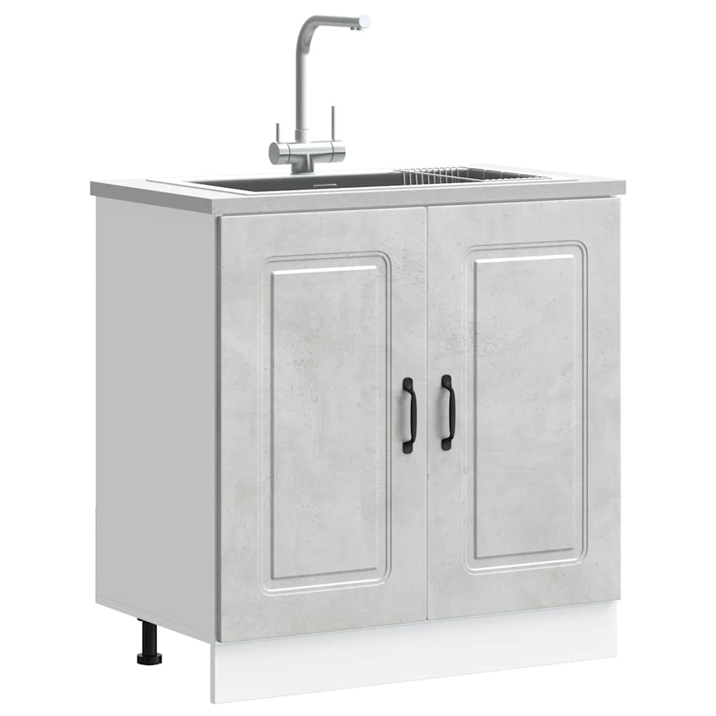 Sink Base Cabinet Kalmar Concrete Grey 80x46x81.5 cm Engineered Wood - Decor Base
