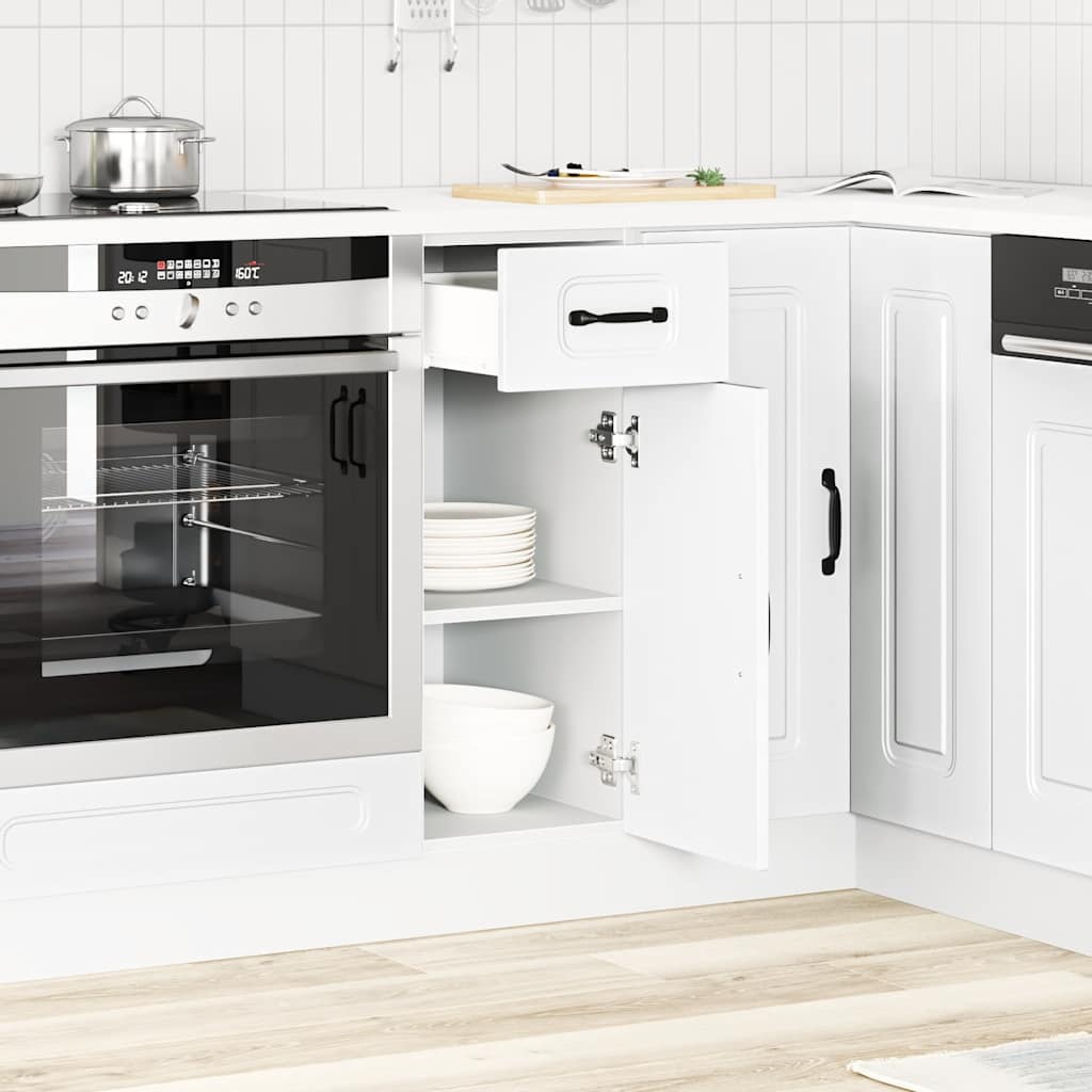 Kitchen Base Cabinet Kalmar White Engineered Wood - Sid & Sam