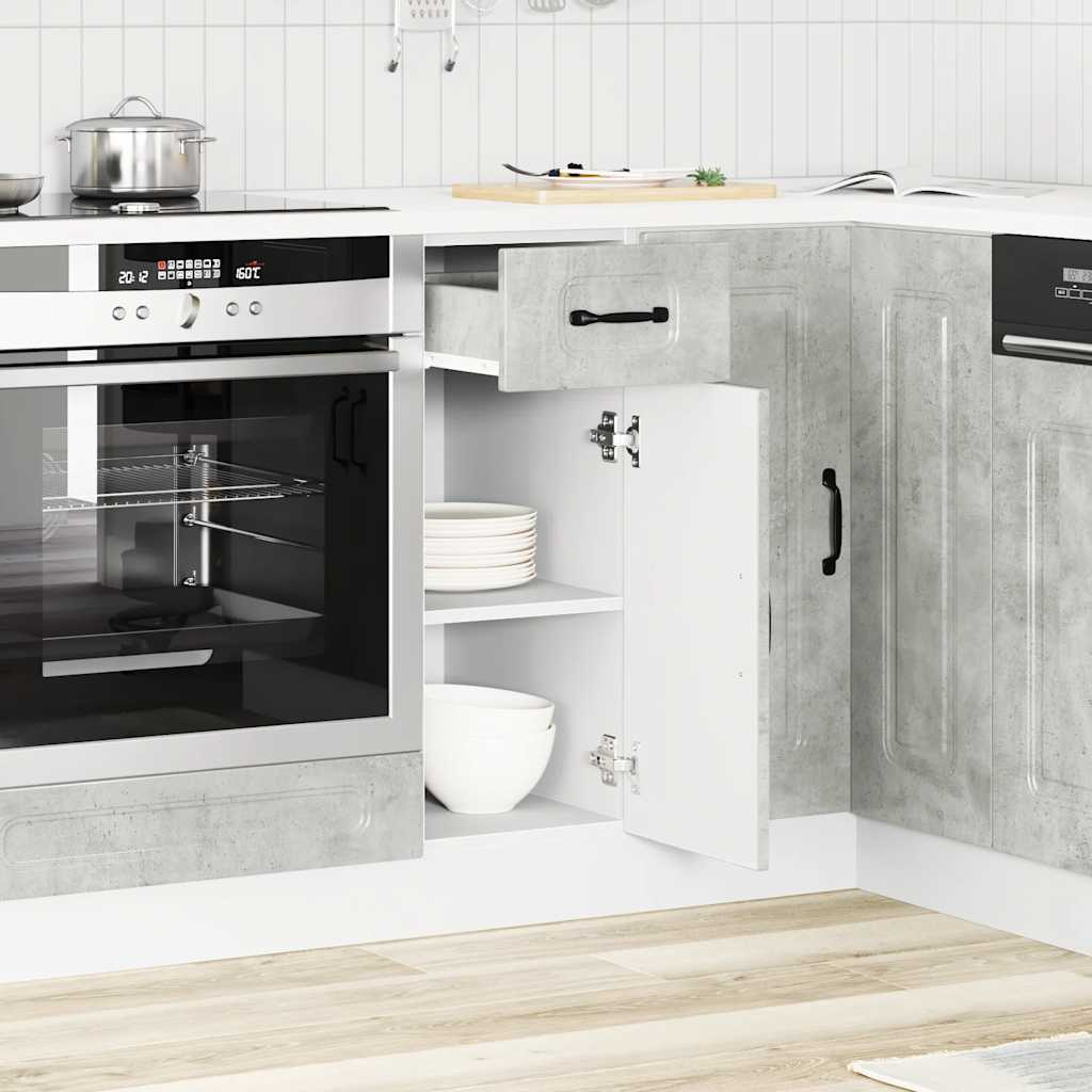 Kitchen Base Cabinet Kalmar Concrete Grey Engineered Wood - Tyrell & Tyrell