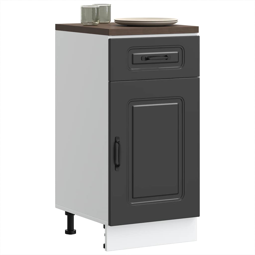 Kitchen Base Cabinet Kalmar Black Engineered Wood - R and M Furniture