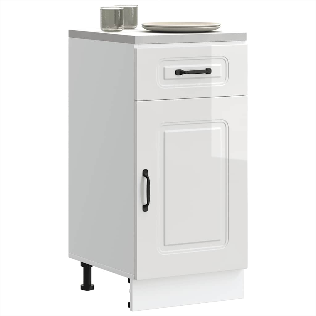 Kitchen Base Cabinet Kalmar High Gloss White Engineered Wood - Direct Imports