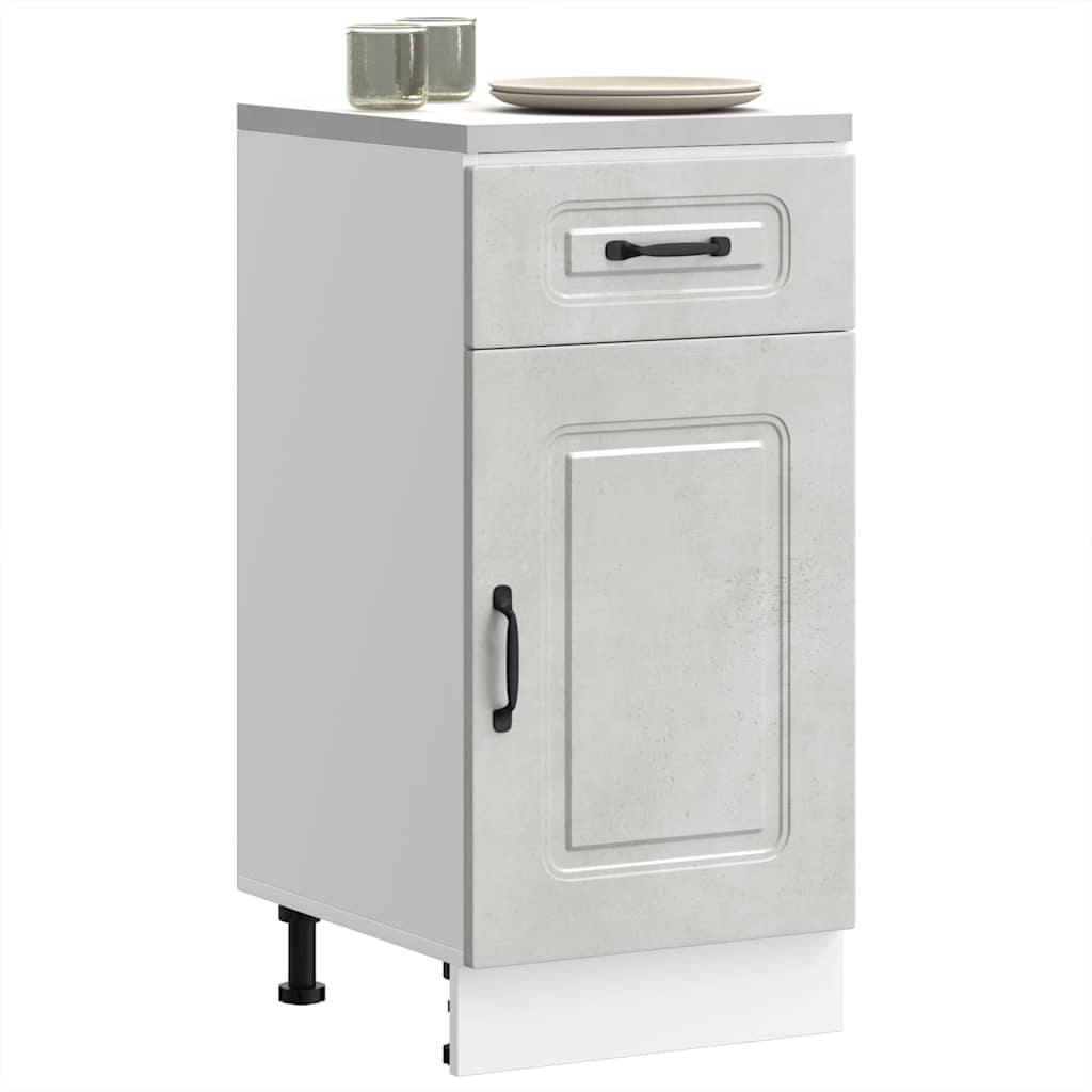 Kitchen Base Cabinet Kalmar Concrete Grey Engineered Wood - Merlin Deals