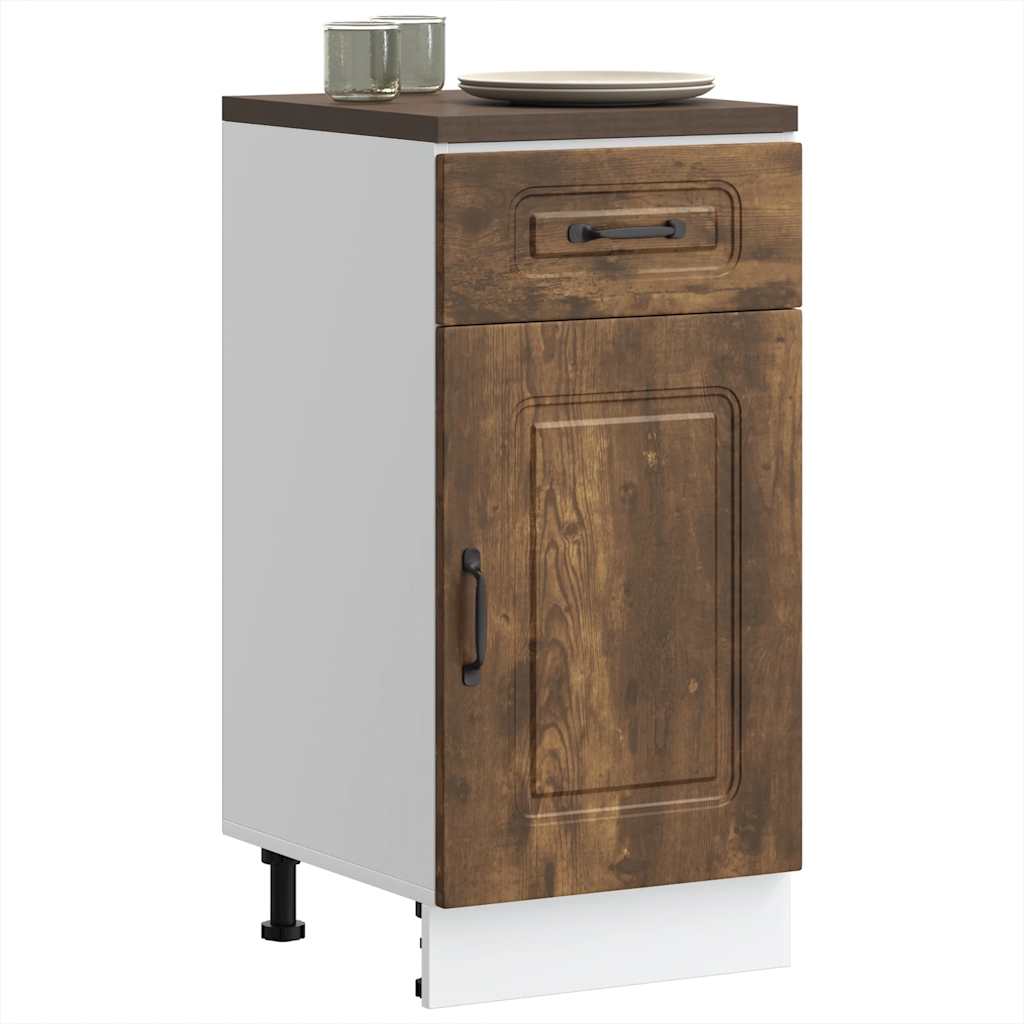 Kitchen Base Cabinet Kalmar Smoked Oak Engineered Wood - Direct Imports