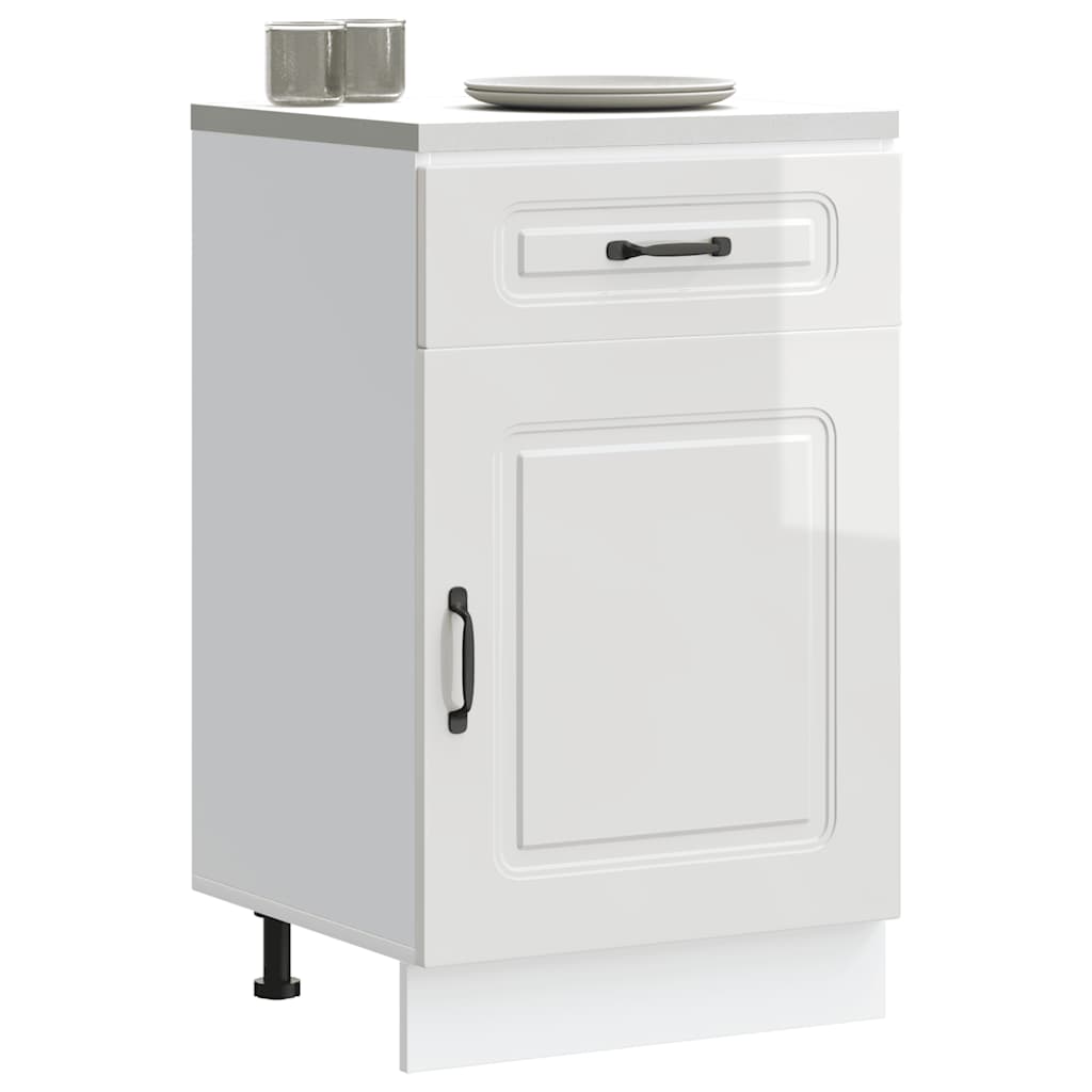 Kitchen Base Cabinet Kalmar High Gloss White Engineered Wood - Merkel Designers