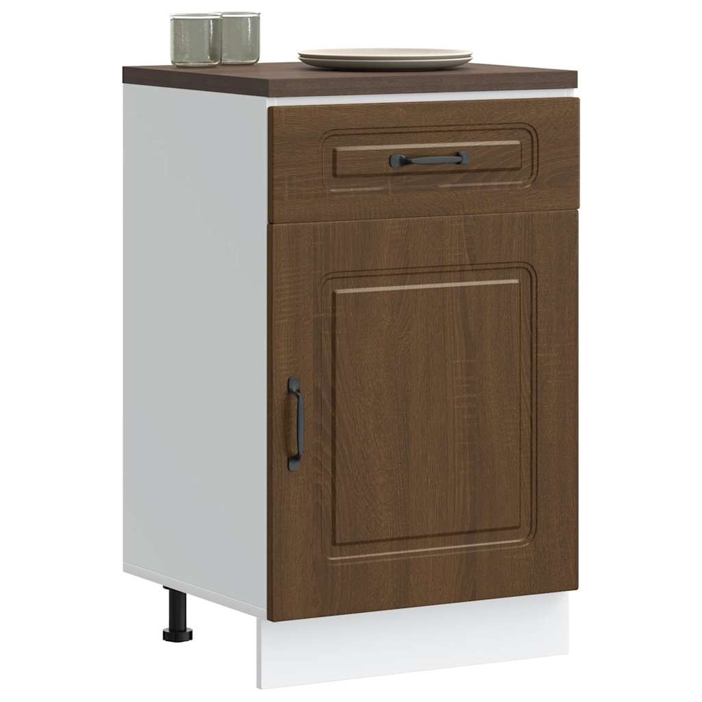 Kitchen Base Cabinet Kalmar Brown Oak Engineered Wood - Discount Dealers