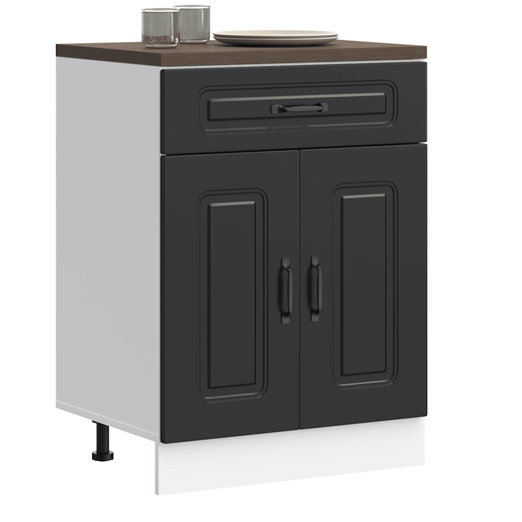 Kitchen Base Cabinet Kalmar Black Engineered Wood - Design Hut