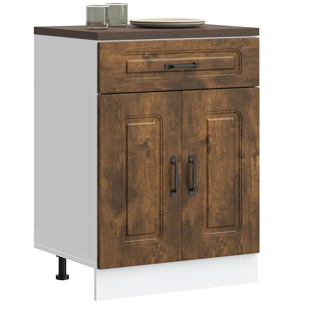 Kitchen Base Cabinet Kalmar Smoked Oak Engineered Wood - Merkel Designers