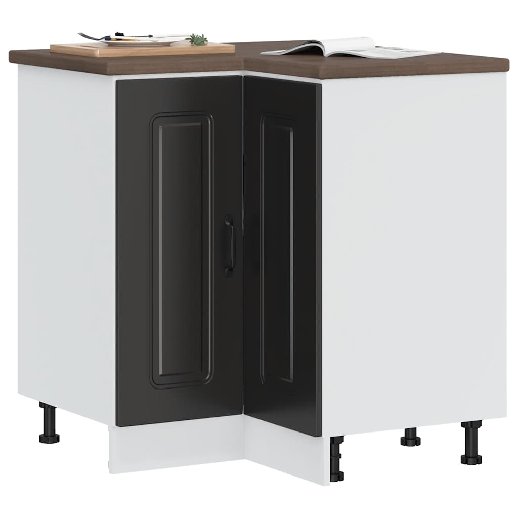 Kitchen Corner Base Cabinet Kalmar Black Engineered Wood - Discount Dealers