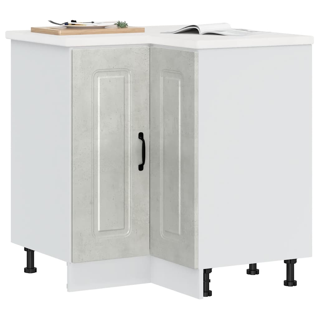 Kitchen Corner Base Cabinet Kalmar Concrete Grey Engineered Wood - Brittle & Co