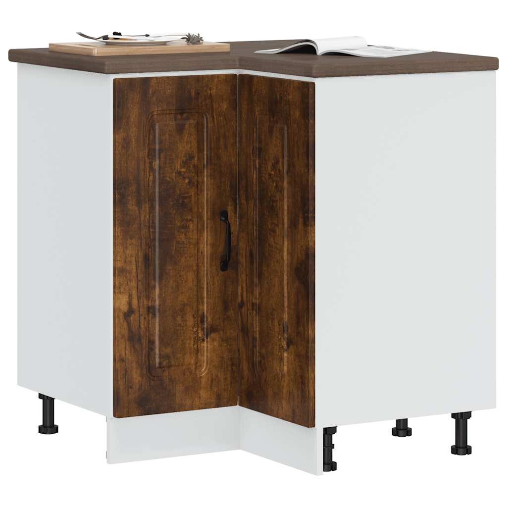 Kitchen Corner Base Cabinet Kalmar Smoked Oak Engineered Wood - Discount Dealers