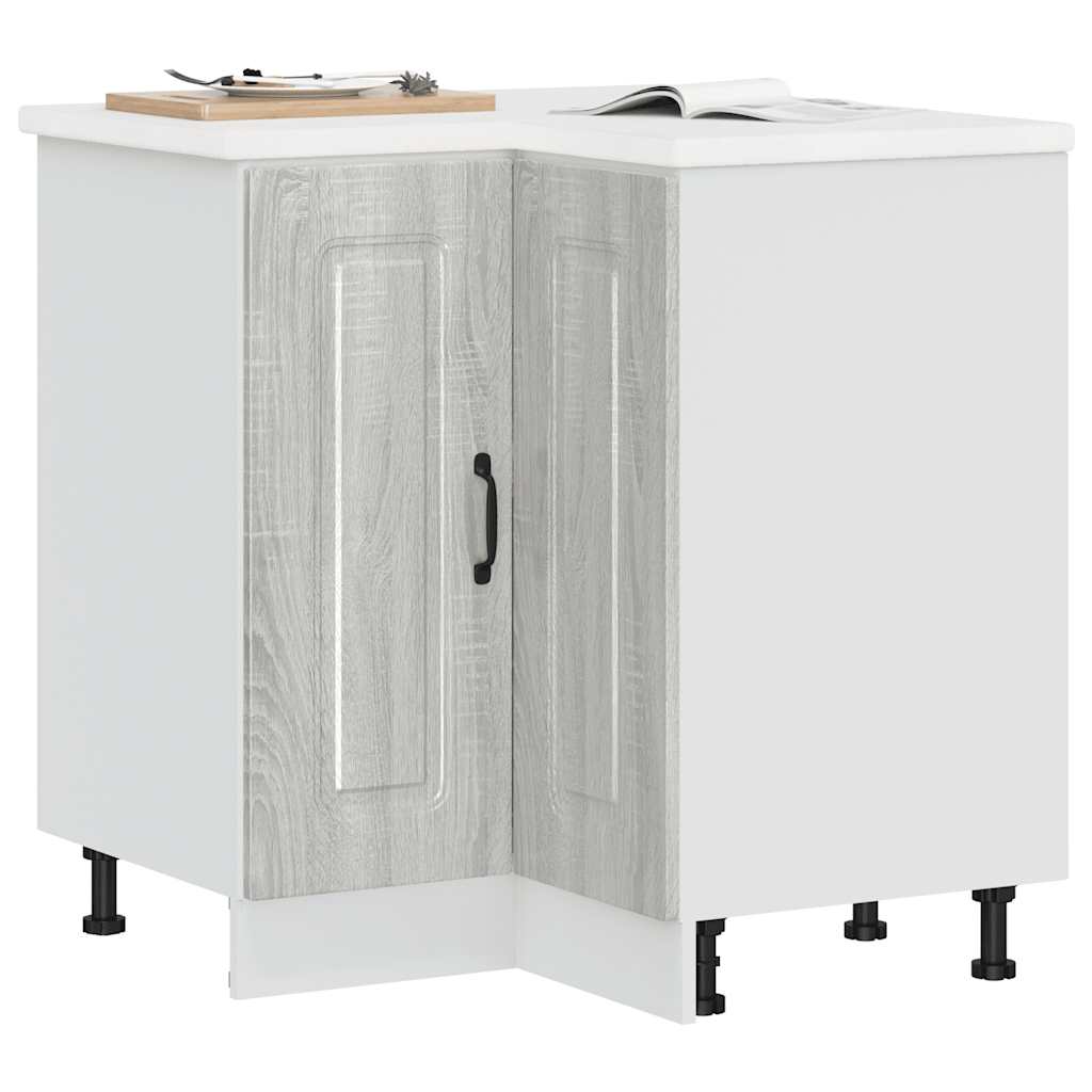 Kitchen Corner Base Cabinet Kalmar Grey Sonoma Engineered Wood - Direct Imports
