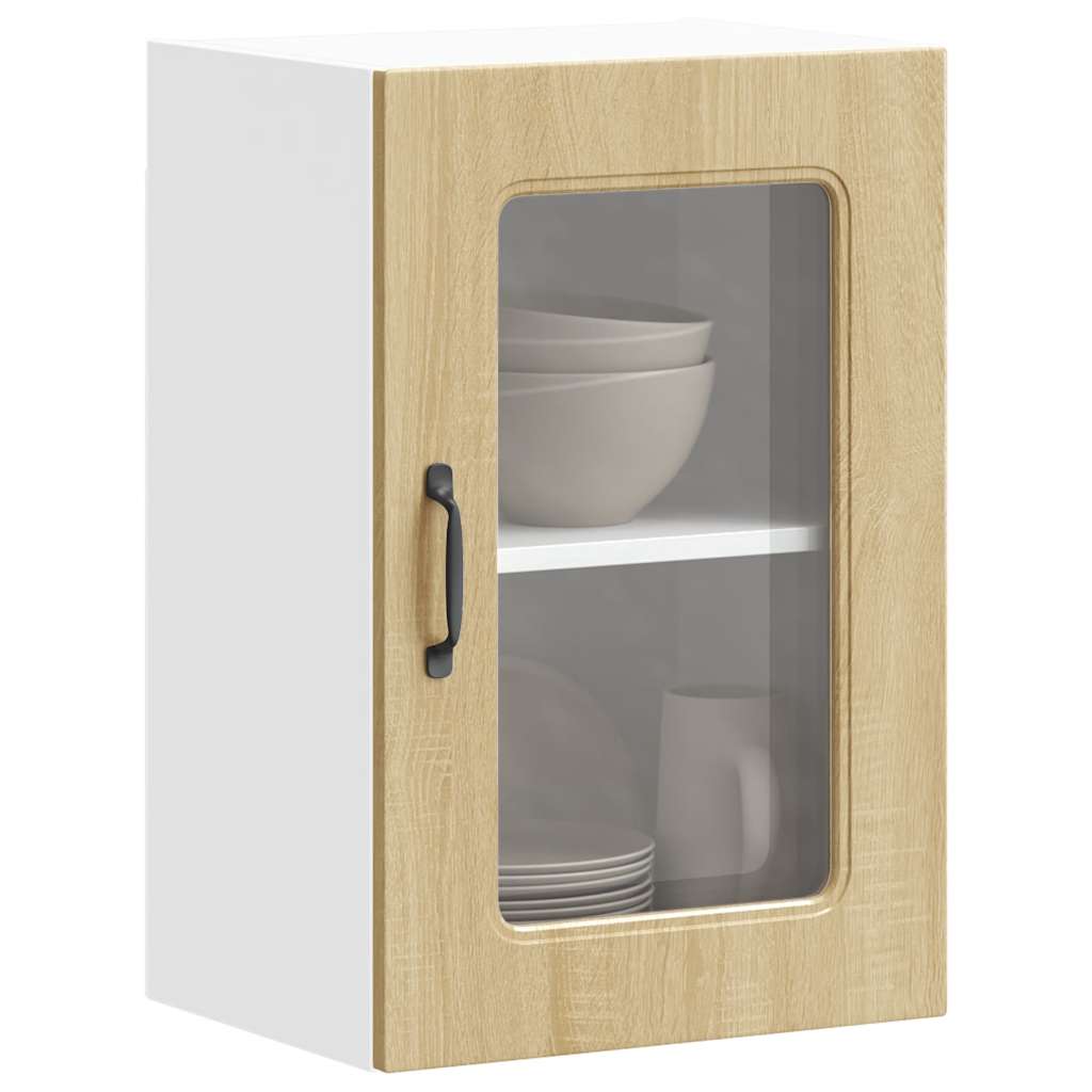 Kitchen Wall Cabinet with Glass Door Kalmar Sonoma Oak Engineered Wood - Direct Imports