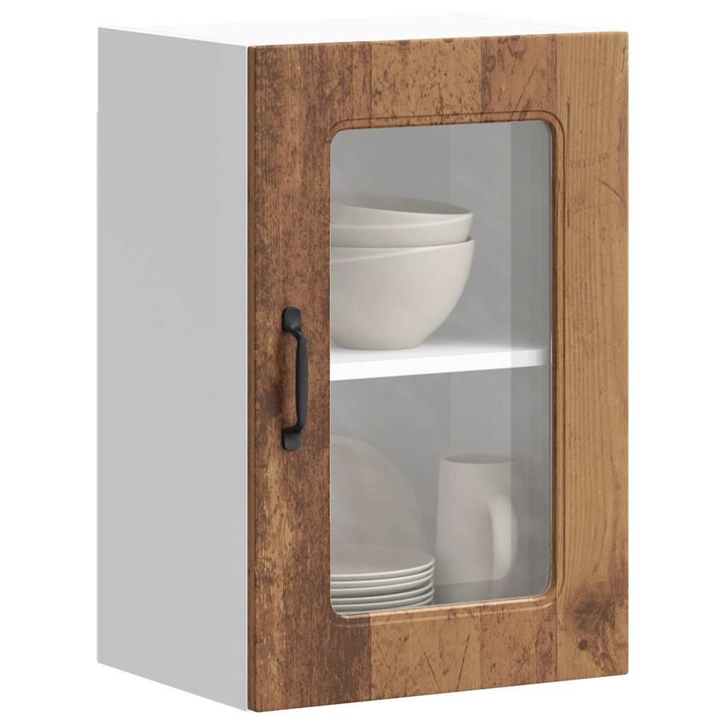 Kitchen Wall Cabinet with Glass Door Kalmar Old Wood Engineered Wood - All Things Good