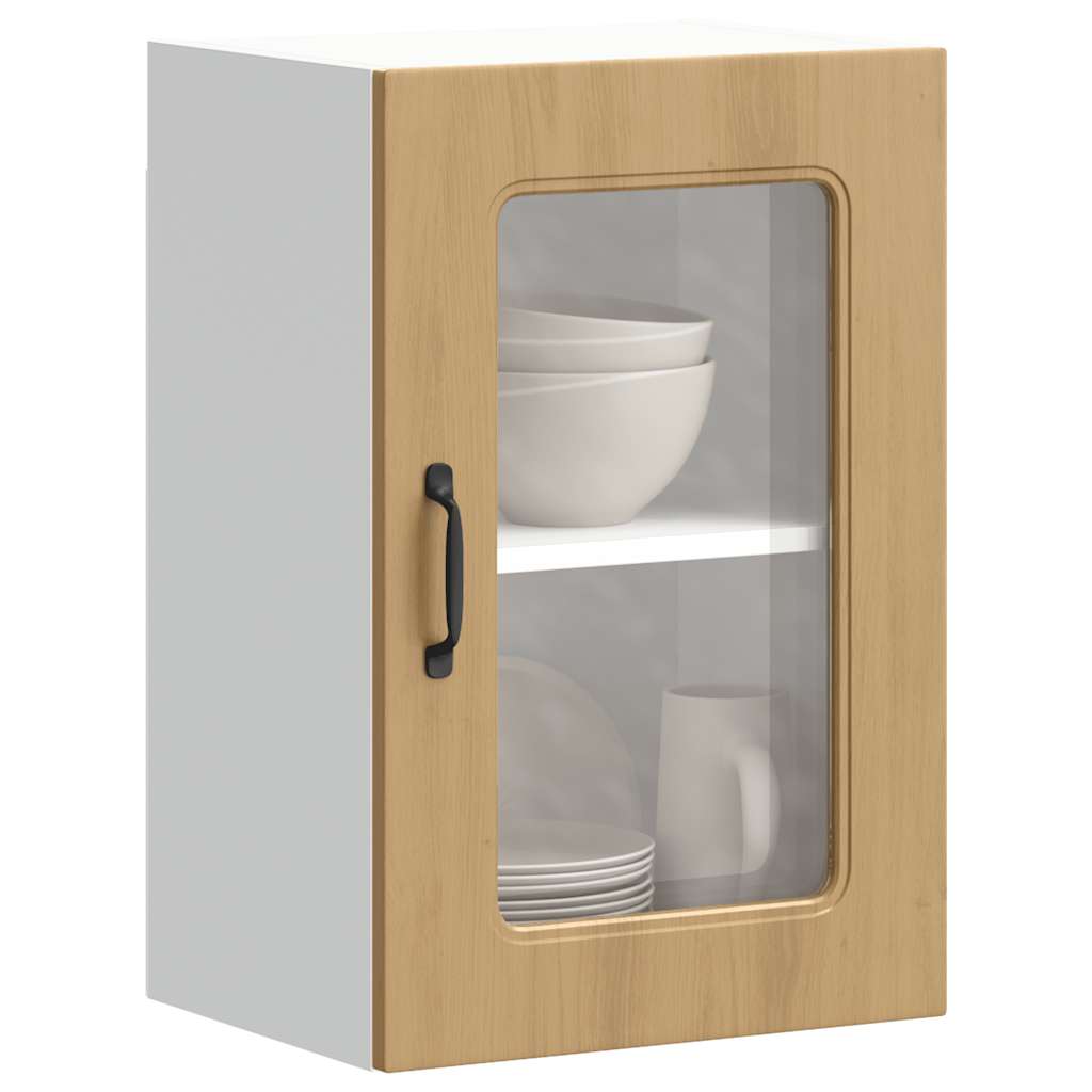Kitchen Wall Cabinet with Glass Door Kalmar Artisan Oak Engineered Wood - Design Hut