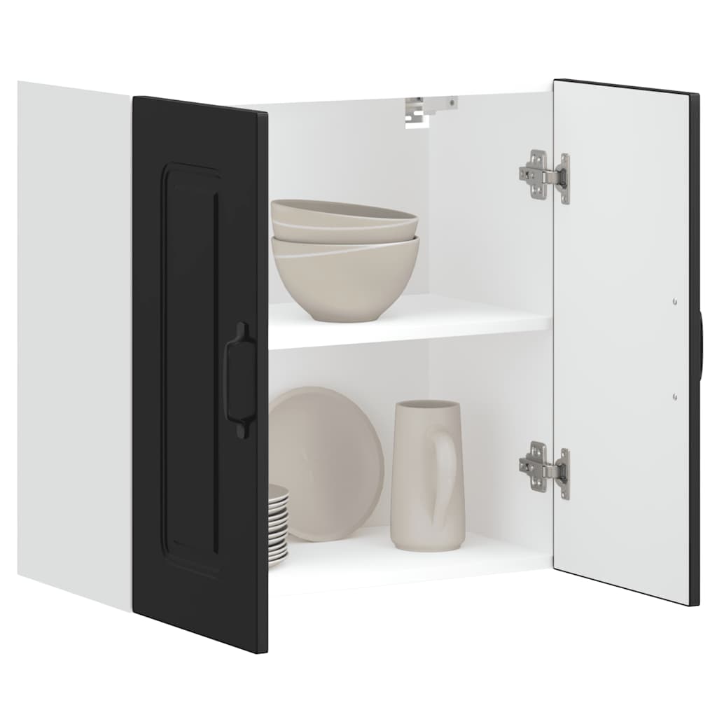 Kitchen Wall Cabinet Kalmar Black Engineered Wood - Brittle & Co