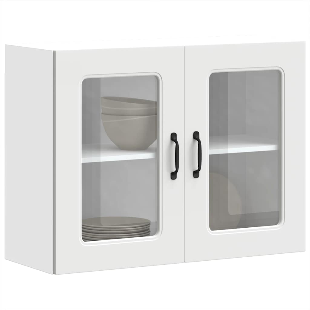 Kitchen Wall Cabinet with Glass Door Kalmar White Engineered Wood - Direct Imports