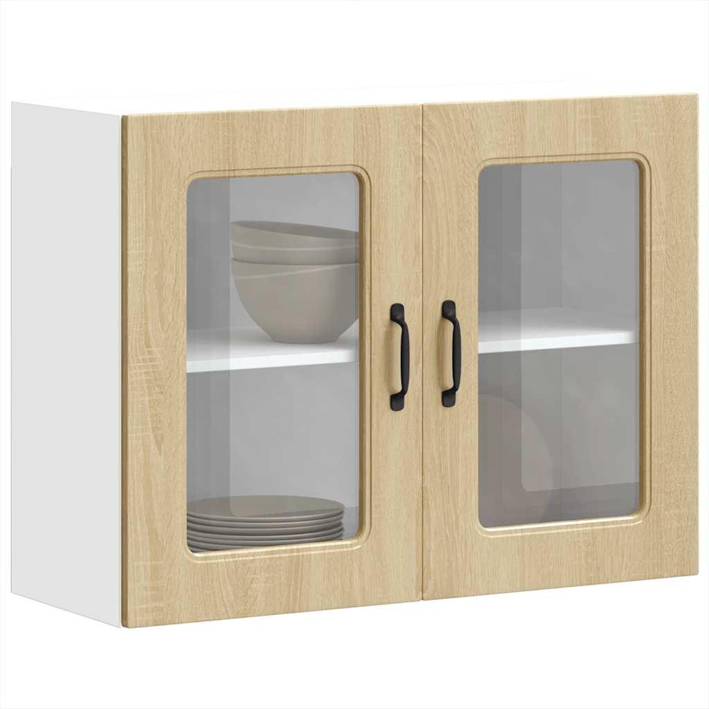 Kitchen Wall Cabinet with Glass Door Kalmar Sonoma Oak Engineered Wood - Tyrell & Tyrell