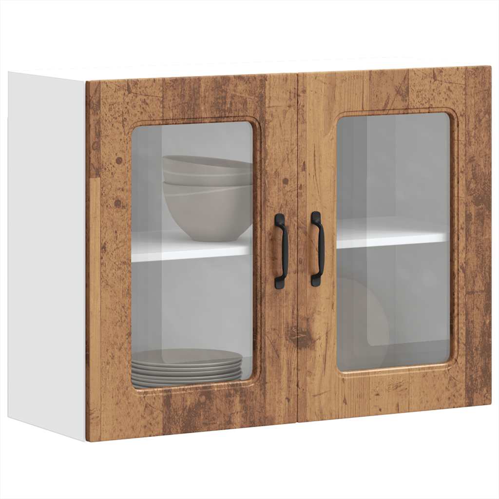 Kitchen Wall Cabinet with Glass Door Kalmar Old Wood Engineered Wood - Sid & Sam