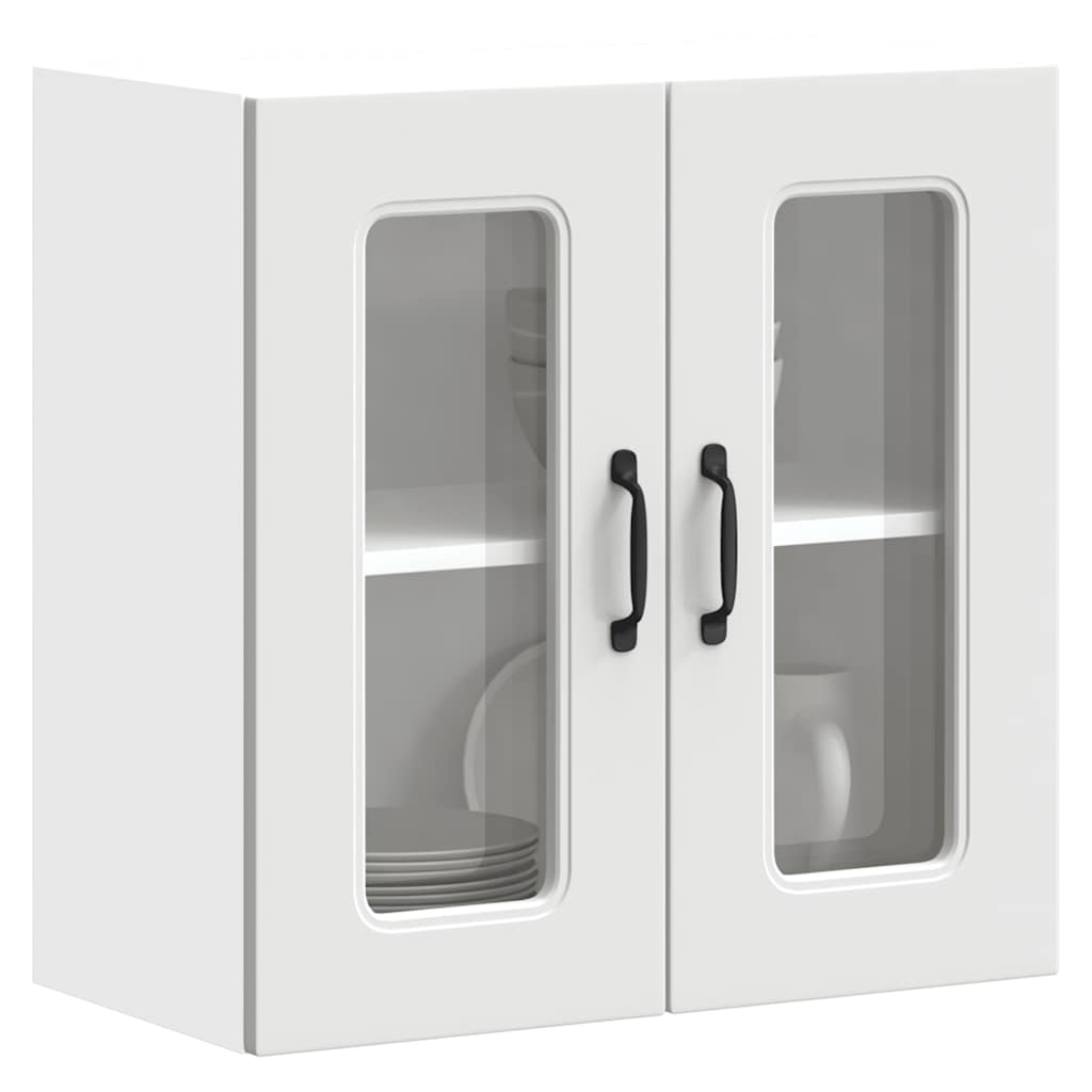 Kitchen Wall Cabinet with Glass Door Kalmar White Engineered Wood - Millennium Furniture