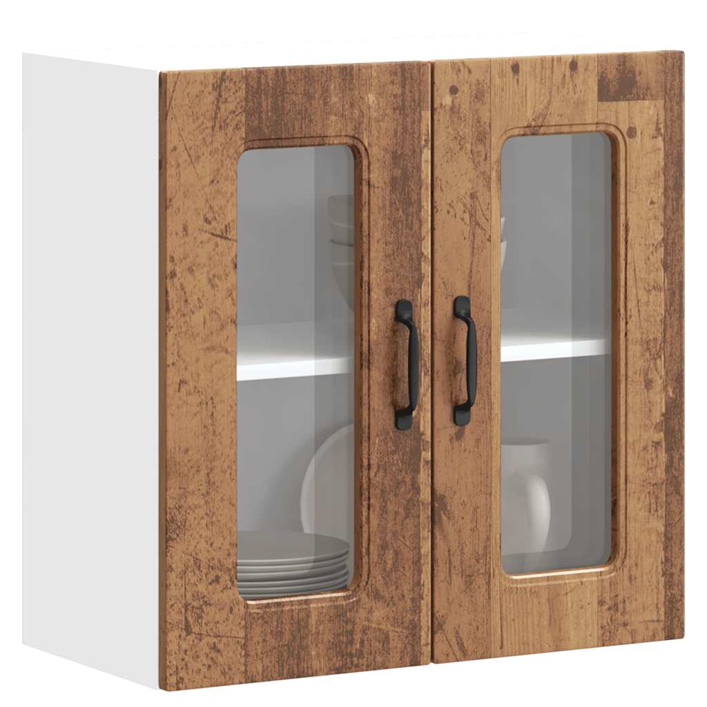 Kitchen Wall Cabinet with Glass Door Kalmar Old Wood Engineered Wood - Casper Homes