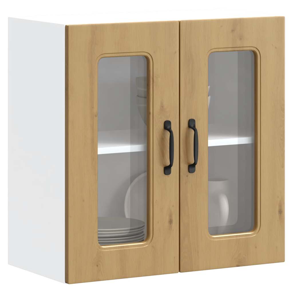 Kitchen Wall Cabinet with Glass Door Kalmar Artisan Oak Engineered Wood - Sid & Sam
