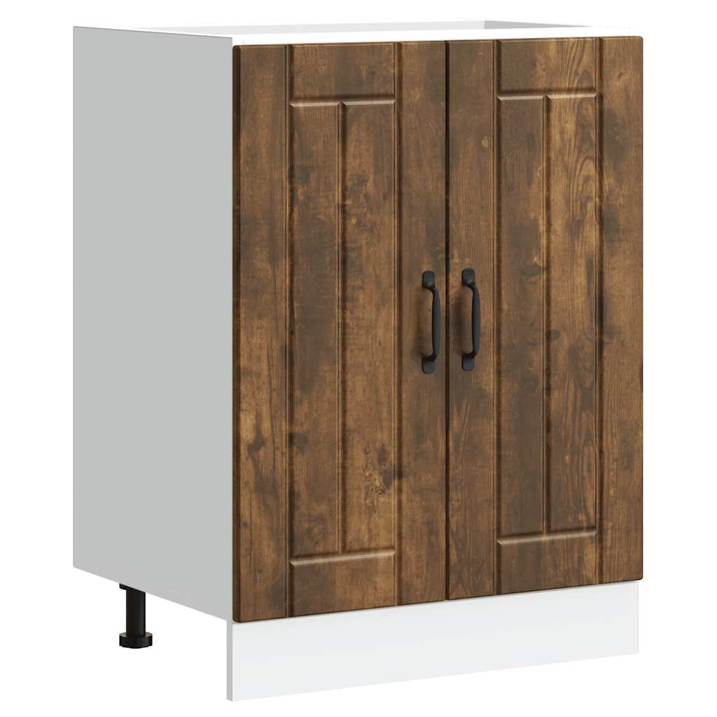 Sink Base Cabinet Lucca Smoked Oak Engineered Wood - Merlin Deals