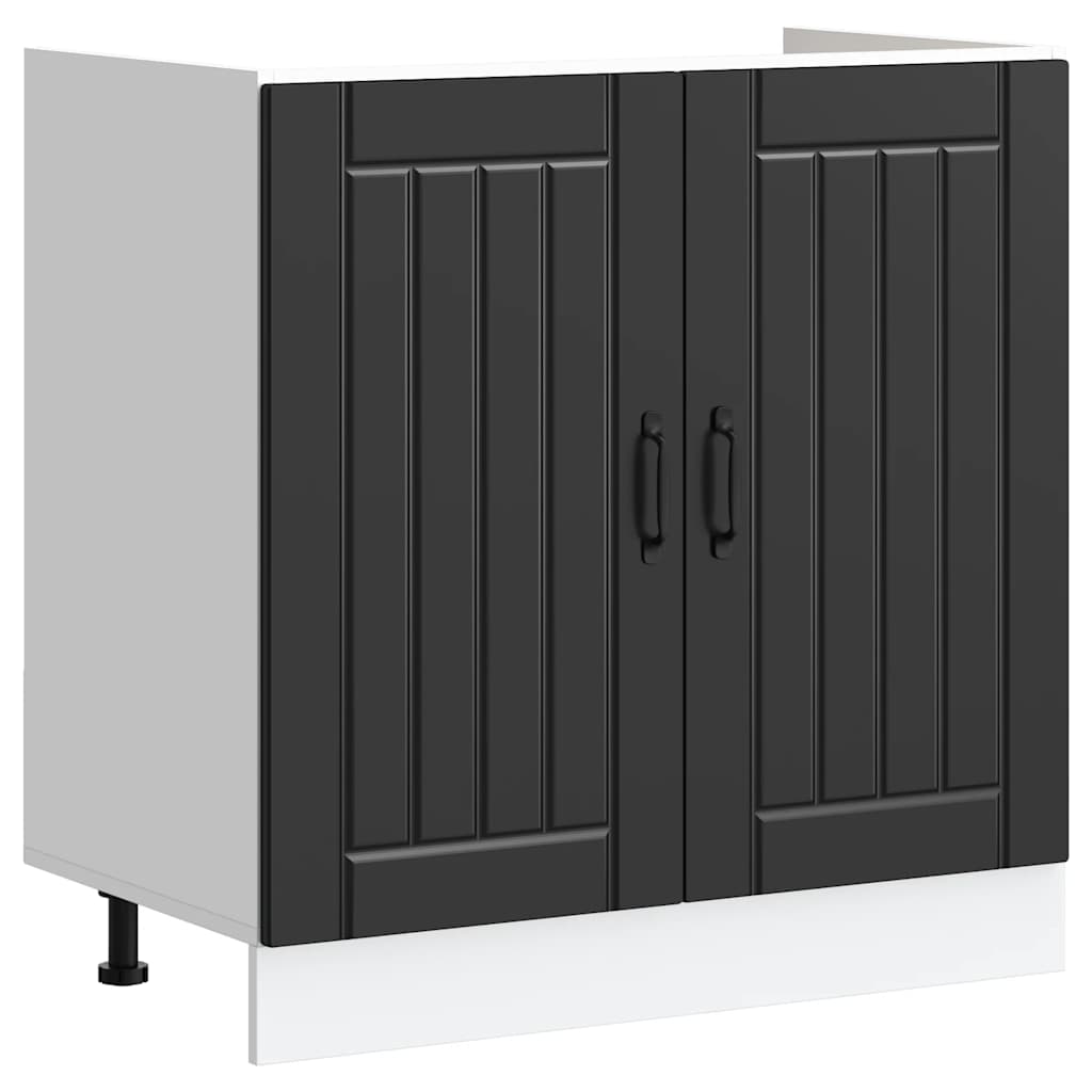 Sink Base Cabinet Lucca Black Engineered Wood - Merlin Deals