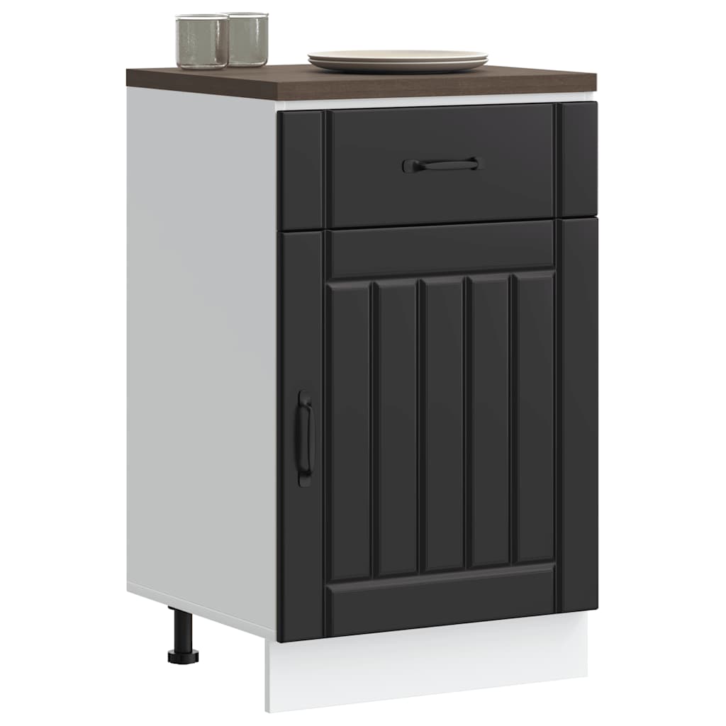 Kitchen Base Cabinet Lucca Black Engineered Wood - Merlin Deals