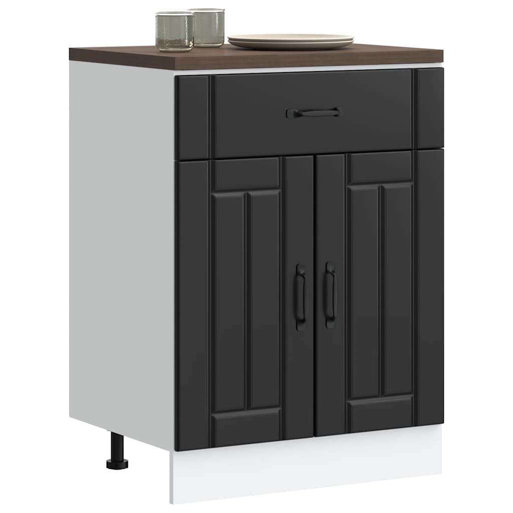 Kitchen Base Cabinet Lucca Black Engineered Wood - Decor Base