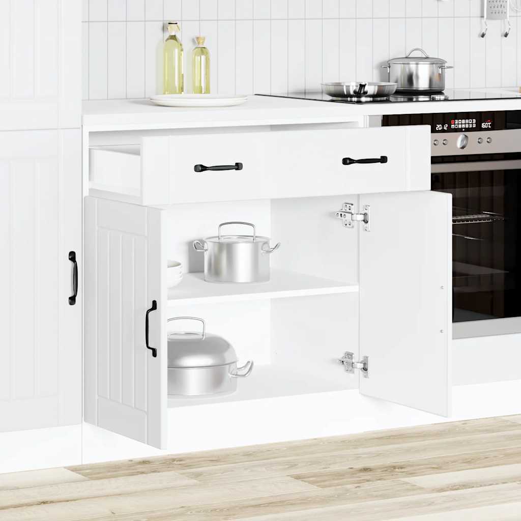 Kitchen Base Cabinet Lucca White Engineered Wood - Millennium Furniture