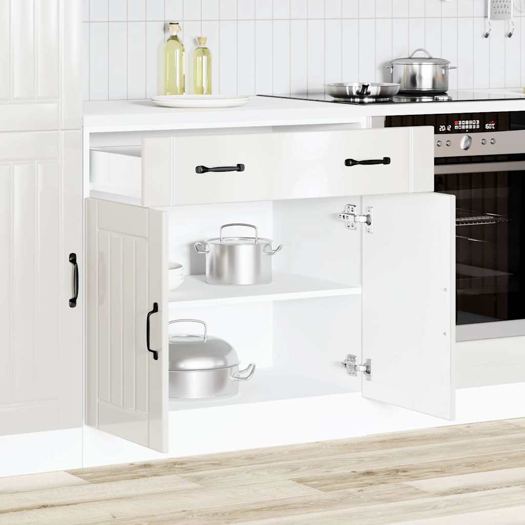 Kitchen Base Cabinet Lucca High Gloss White Engineered Wood - Decor Base
