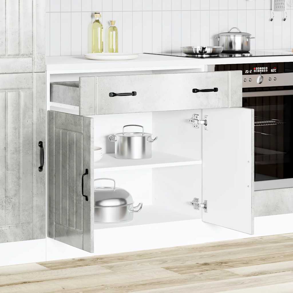 Kitchen Base Cabinet Lucca Concrete Grey Engineered Wood - R and M Furniture