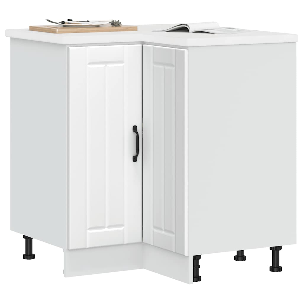 Kitchen Corner Base Cabinet Lucca White Engineered Wood - Sid & Sam
