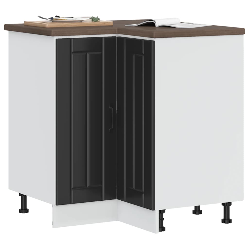 Kitchen Corner Base Cabinet Lucca Black Engineered Wood - Style and Chic