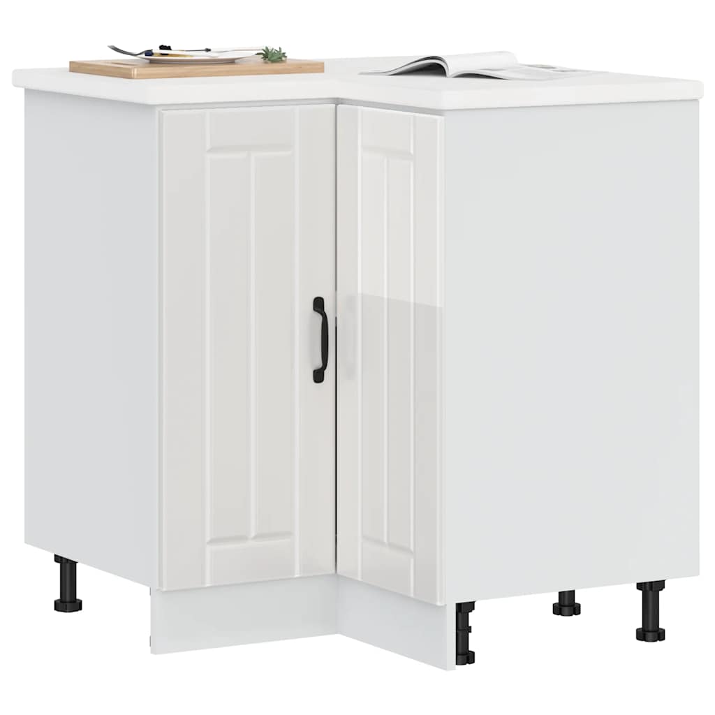 Kitchen Corner Base Cabinet Lucca High Gloss White Engineered Wood - Direct Imports