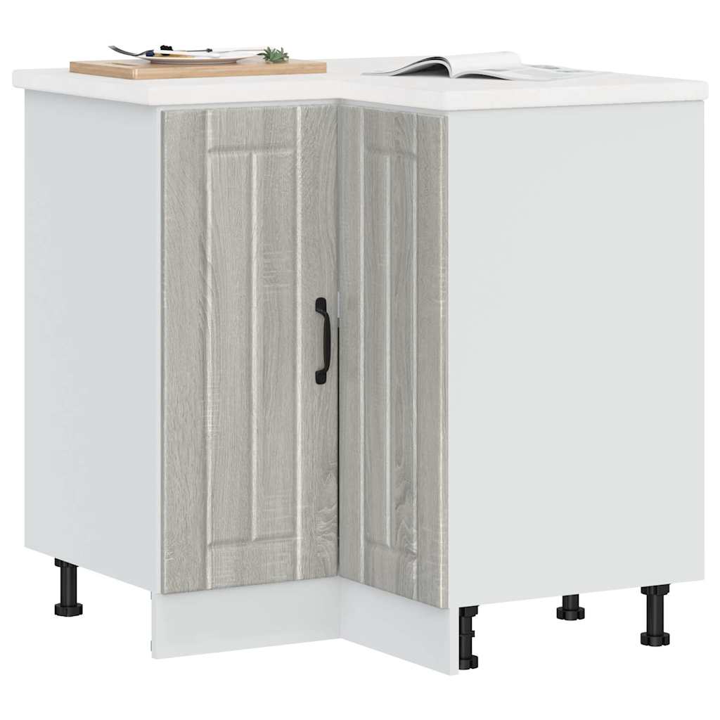 Kitchen Corner Base Cabinet Lucca Grey Sonoma Engineered Wood - Merlin Deals