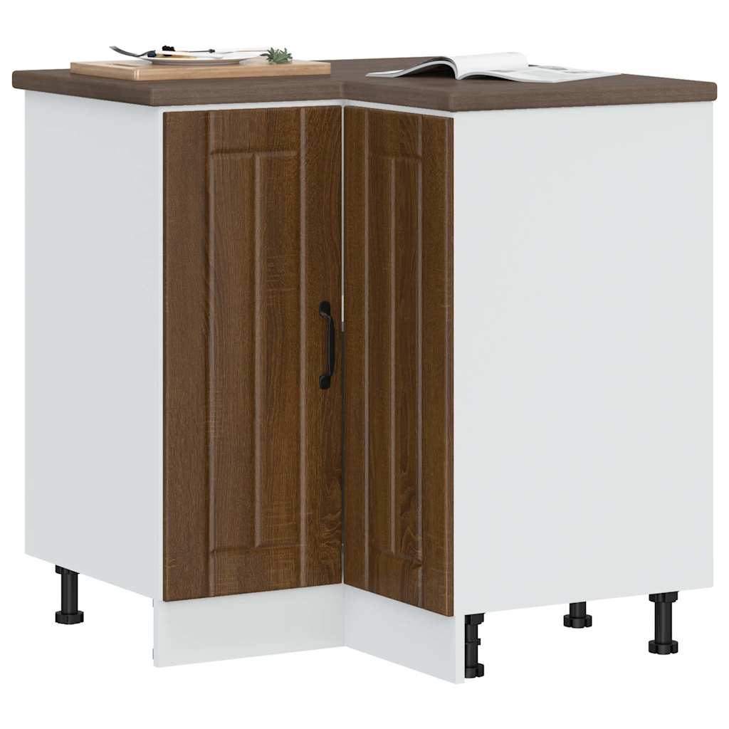 Kitchen Corner Base Cabinet Lucca Brown Oak Engineered Wood - Sid & Sam