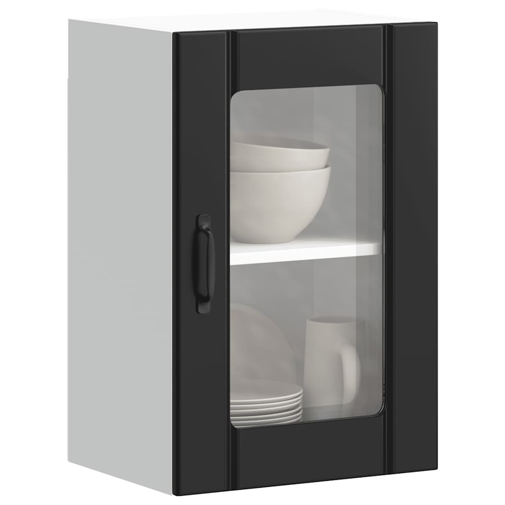 Kitchen Wall Cabinet with Glass Door Lucca Black - Tyrell & Tyrell