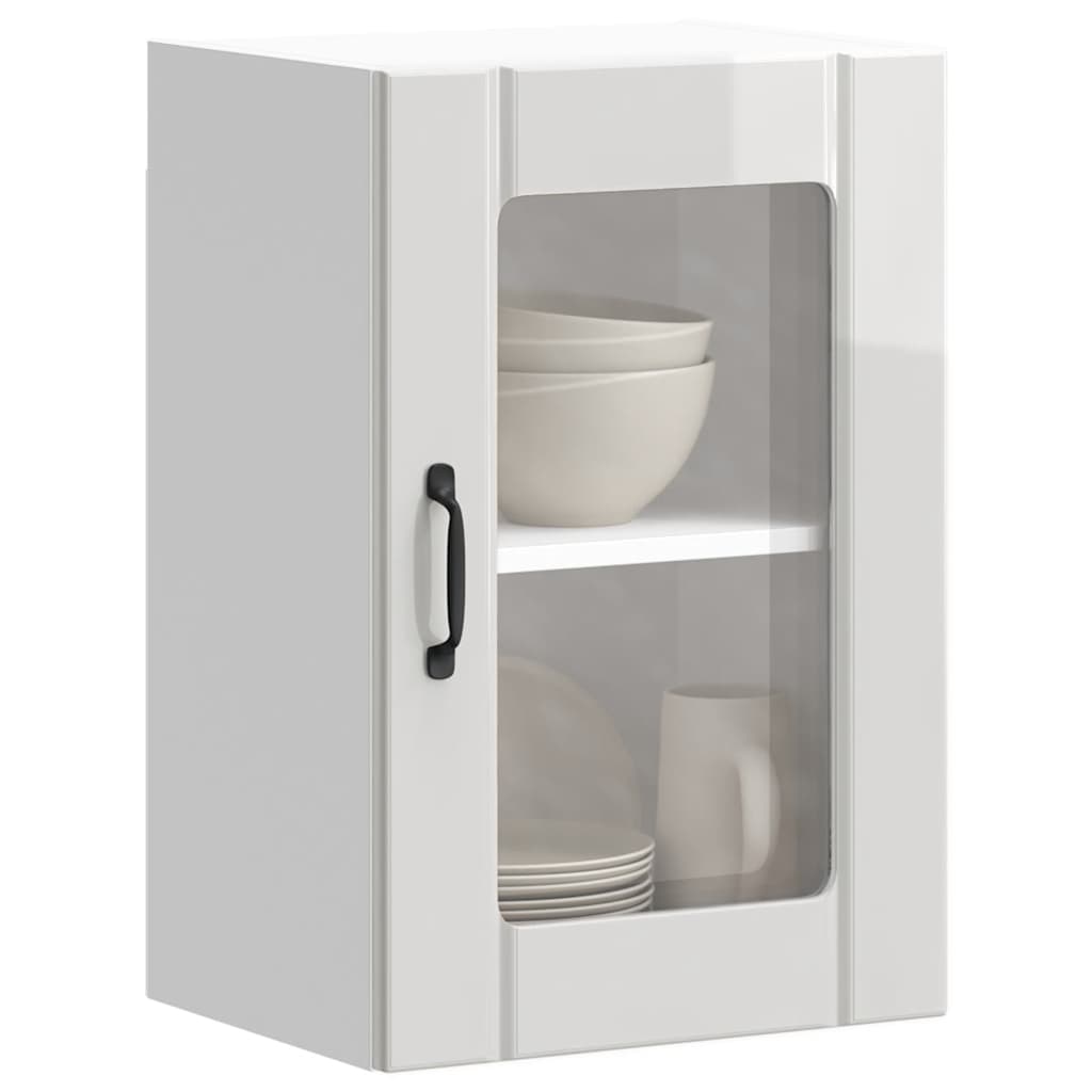 Kitchen Wall Cabinet with Glass Door Lucca High Gloss White - R and M Furniture