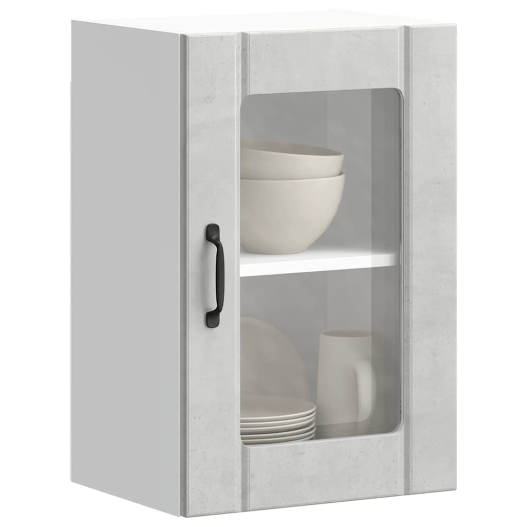 Kitchen Wall Cabinet with Glass Door Lucca Concrete Grey - Millennium Furniture