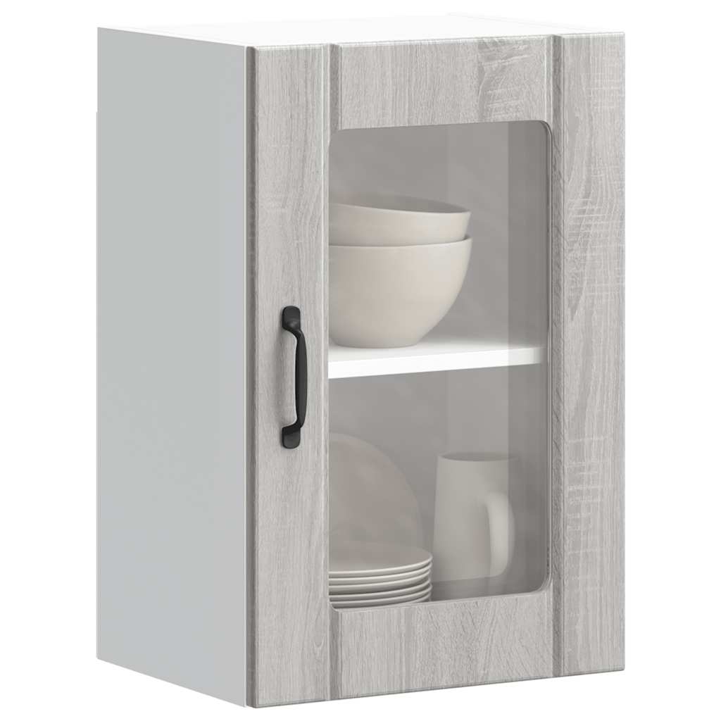 Kitchen Wall Cabinet with Glass Door Lucca Grey Sonoma - Unbeatable Bargains