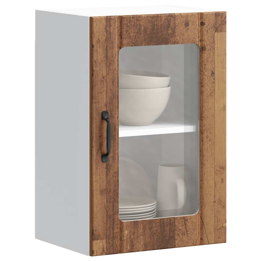 Kitchen Wall Cabinet with Glass Door Lucca Old Wood - Casper Homes